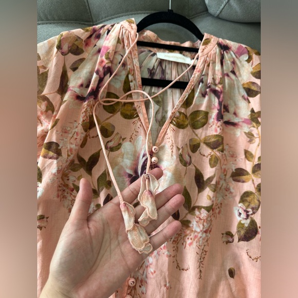SOLD!! Zimmermann Women's Rosa Floral Tie-Neck Blouse Size 1 US 6-8 New - Picture 5 of 16